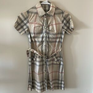 Burberry Shirt Dress Girls Size 12 Classic Plaid